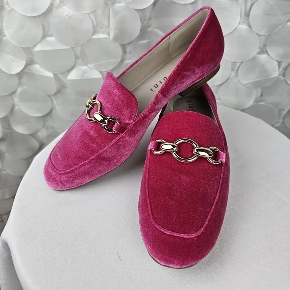 Gianni Bini Buckle Velvet Pink Flat Loafers Size 7 - Picture 10 of 12